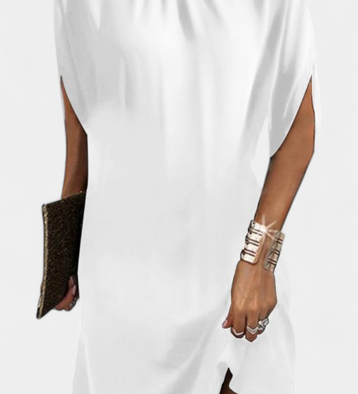 Зорница - Миди Рокля Без Временски Рамки с Кръгло Деколте