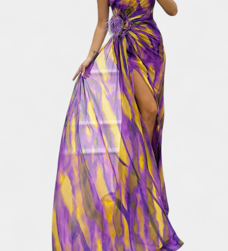 Надежда - Макси Асиметрична Рокля с Вибрантен Узор