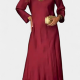 Даниела - Плавна Рокля с V Изрез и Дълги Ръкави