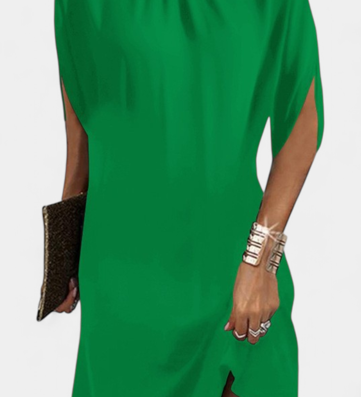 Зорница - Миди Рокля Без Временски Рамки с Кръгло Деколте