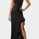 Весела - Миди Рокля с Корсет и Асиметрични Волани