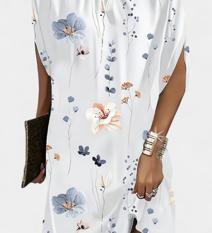 Зорница - Миди Рокля Без Временски Рамки с Кръгло Деколте