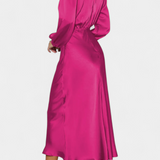 Десислава - Рокля с Висок Яка и Цветни Детайли