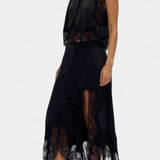 Петя - Миди Пола с Дантелени Детайли и Асиметричен Подгъв