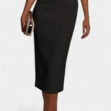 Елена - Миди Рокля с Перлени Детайли и Кръгло Деколте