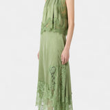 Петя - Миди Пола с Дантелени Детайли и Асиметричен Подгъв