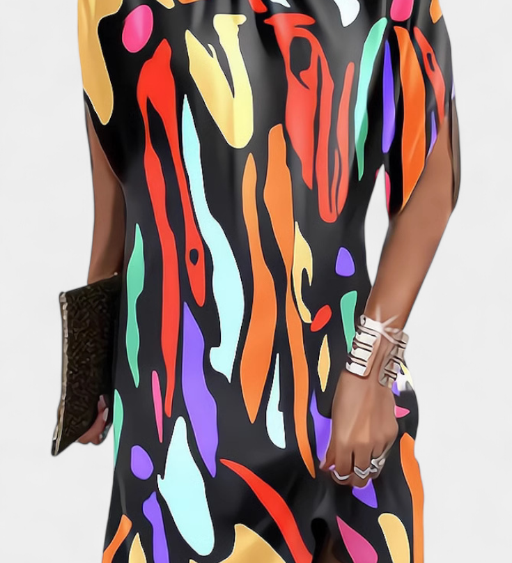 Зорница - Миди Рокля Без Временски Рамки с Кръгло Деколте