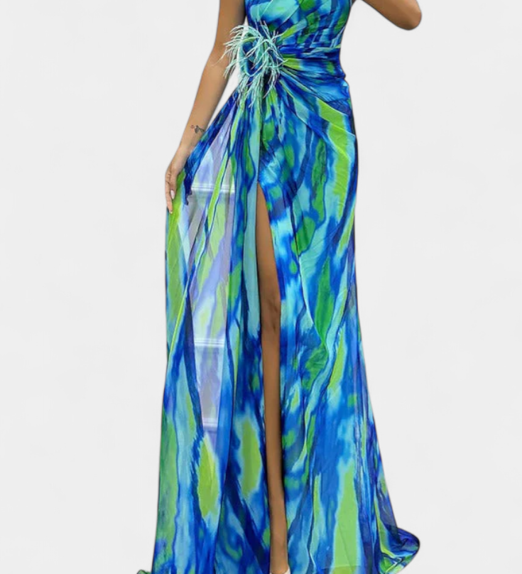 Надежда - Макси Асиметрична Рокля с Вибрантен Узор