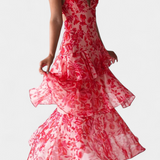 Гергана - Рокля от Шифон с V-Изрез и Пухкави Ръкави