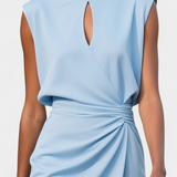 Любомира - Миди Рокля с Дълги Ръкави и Кръгло Деколте