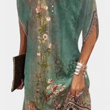 Зорница - Миди Рокля Без Временски Рамки с Кръгло Деколте