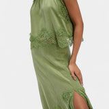 Петя - Миди Пола с Дантелени Детайли и Асиметричен Подгъв