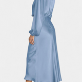 Десислава - Рокля с Висок Яка и Цветни Детайли