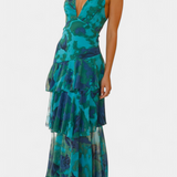 Гергана - Рокля от Шифон с V-Изрез и Пухкави Ръкави