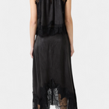 Петя - Миди Пола с Дантелени Детайли и Асиметричен Подгъв