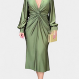 Даниела - Дълга Рокля с Дълги Ръкави и V-Изрез