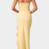 Весела - Миди Рокля с Корсет и Асиметрични Волани