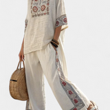 Надежда - Комплект Дейзи от бамбуков плат с елегантни червени и зелени ивици