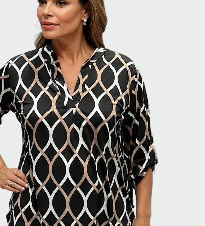 Евгения - риза с дълги ръкави и елегантен десен