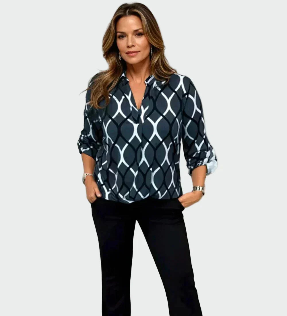 Евгения - риза с дълги ръкави и елегантен десен