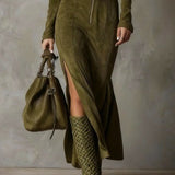 Елена - Дълга суедова рокля Алесия