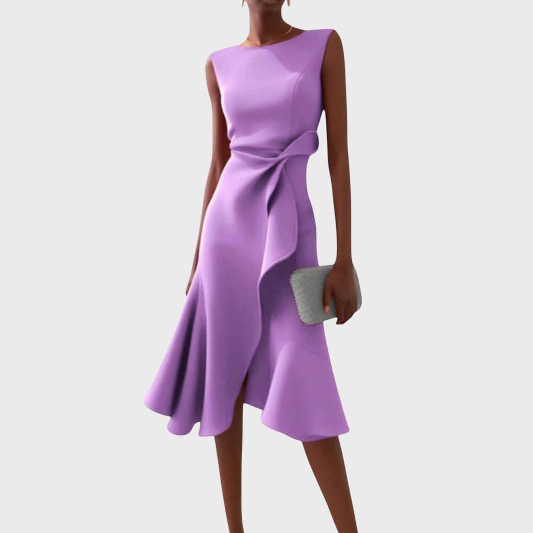 Десислава - Наборна асиметрична миди рокля