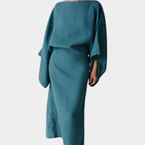 Виктория - Кимоно рокля от лен и памук с пояс