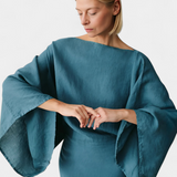 Виктория - Кимоно рокля от лен и памук с пояс