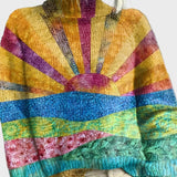 Татяна - Плетен Пуловер с Висок Вратник и Специален Узор